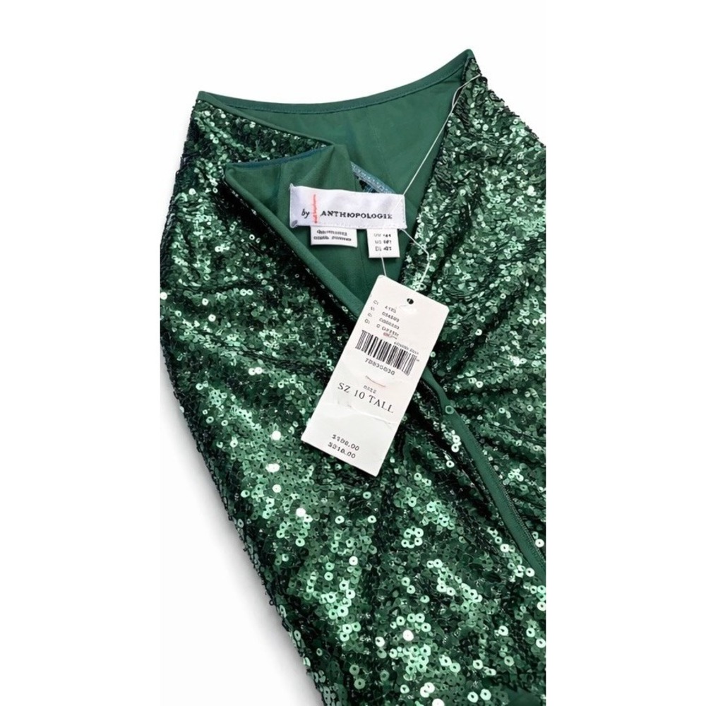 Anthropologie Emerald Green Sequin Wide-Leg Pants - Picture 7 of 8